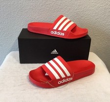 New Adidas Adilette Cloudfoam Slides/Sandals Scarlet-White AQ1705 Men's Size 12
