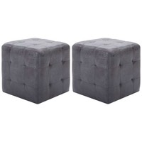 Vidaxl Pouf 2 Stk. Grau 30X30X30 Cm Wildleder-Optik Neu