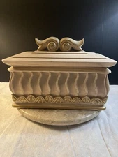 1960’s Jaru Pottery Heavy 12 Lb Chalkware Table Top Box with Lid 11 x 7 x 8 In