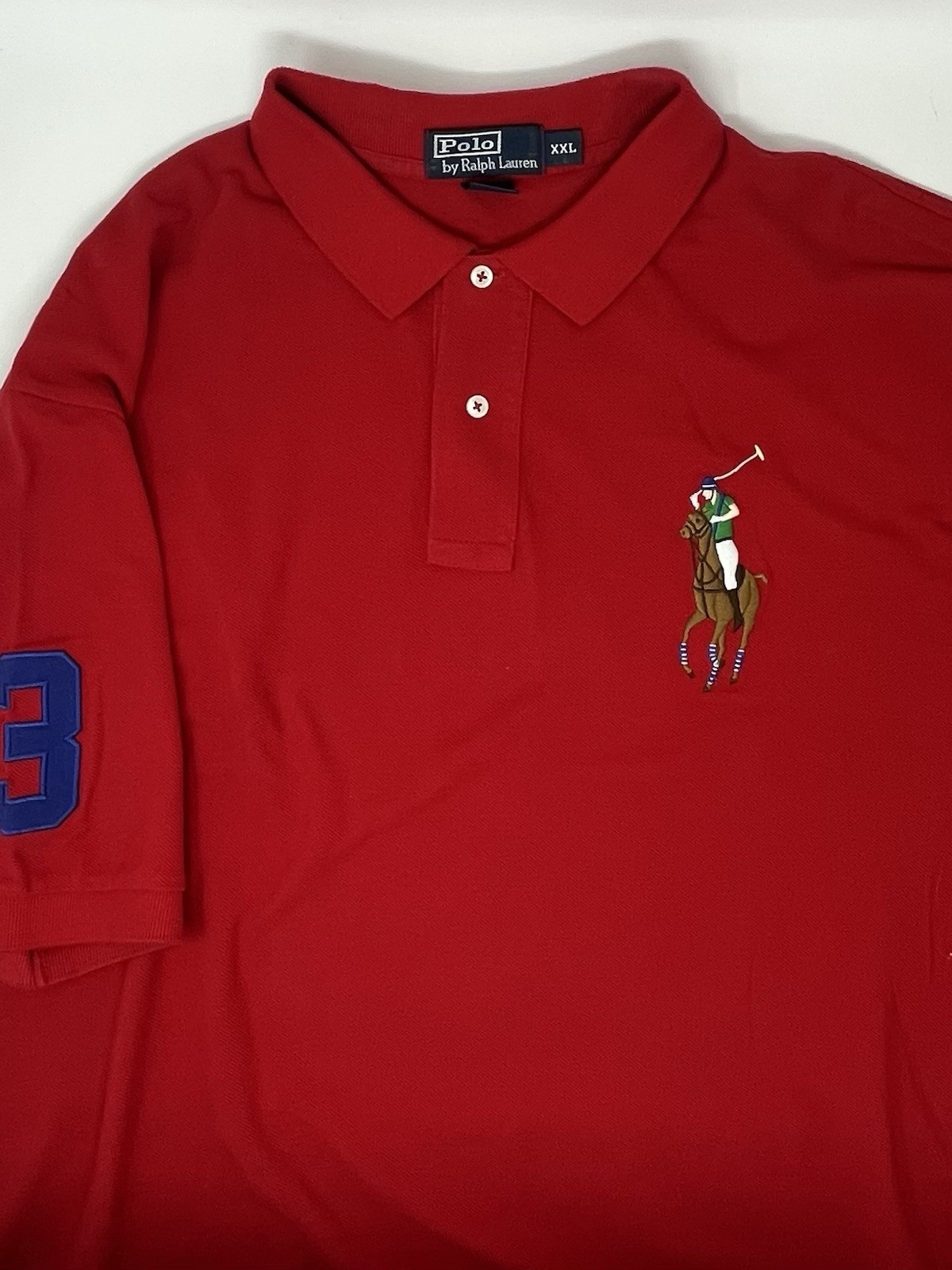 Vintage Polo Ralph Lauren Red Big Embroidered Pony Polo Shirt (XXL)