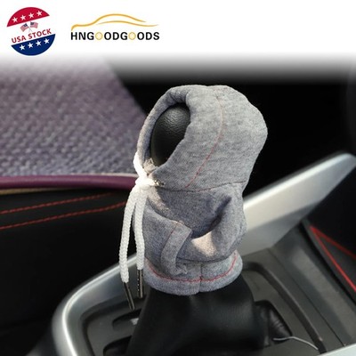 1PC Gray Car Gear Shift Cover Mini Hoodie Shirt Auto Interior Trim Accessories