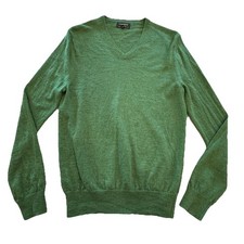 Express Modern Fit Green Merino Wool V-Neck Men's Sweater Sz M Academia Heritage