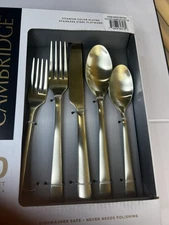 Cambridge Gilda SS Champagne Satin Titanium Color Plated NEW Flatware-20 PC