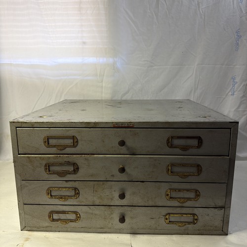 Vintage Jack Coffey Steel 4 Drawer Storage Cabinet Film Strip Library