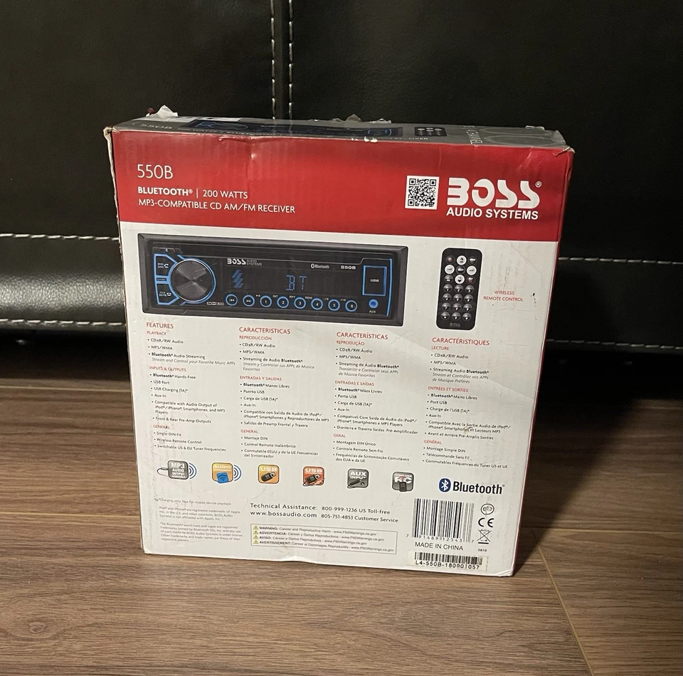 BOSS Elite 550B Car Receiver - Single Din, Blueooth, CD / MP3 / USB, Radio • NOB - Image 3 of 4