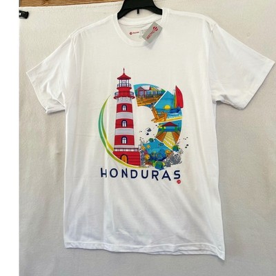Pacer Graphic T-Shirt  Medium White Honduras Lighthouse Tropical Souvenir
