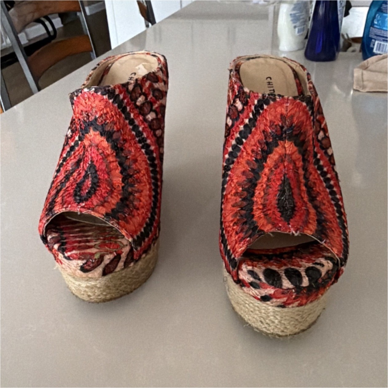 Chinese Laundry Red Geometric Patterned Fabric Sa… - image 1