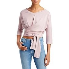 7 For All Mankind Marianna Deri Wrap Top Tie Pima Cotton Light Mauve Pink Med