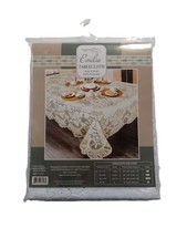 Fine Lace White Tablecloth Size 54"x72" Polyester Table cloth For Seats 4-6