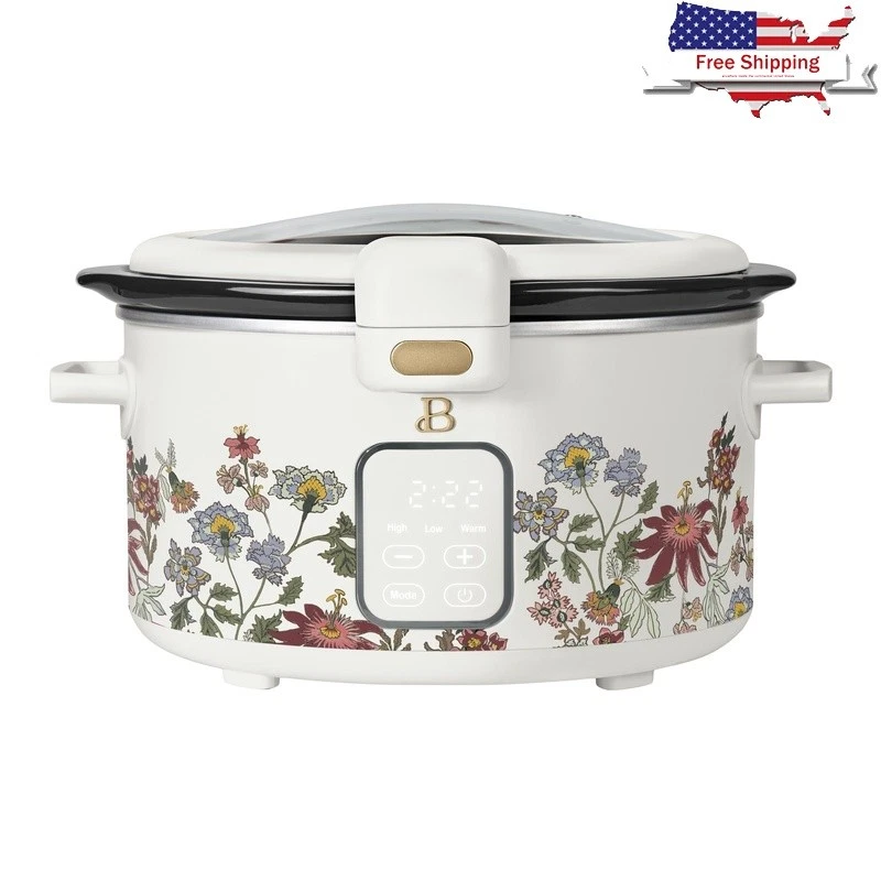 4qt Slow Cooker Touch Display 3 Heat Settings Locking Lid Portable Safe New