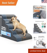 Washable Coral Velvet Dog Stairs - 5-Step Solution for Large  Small Pets