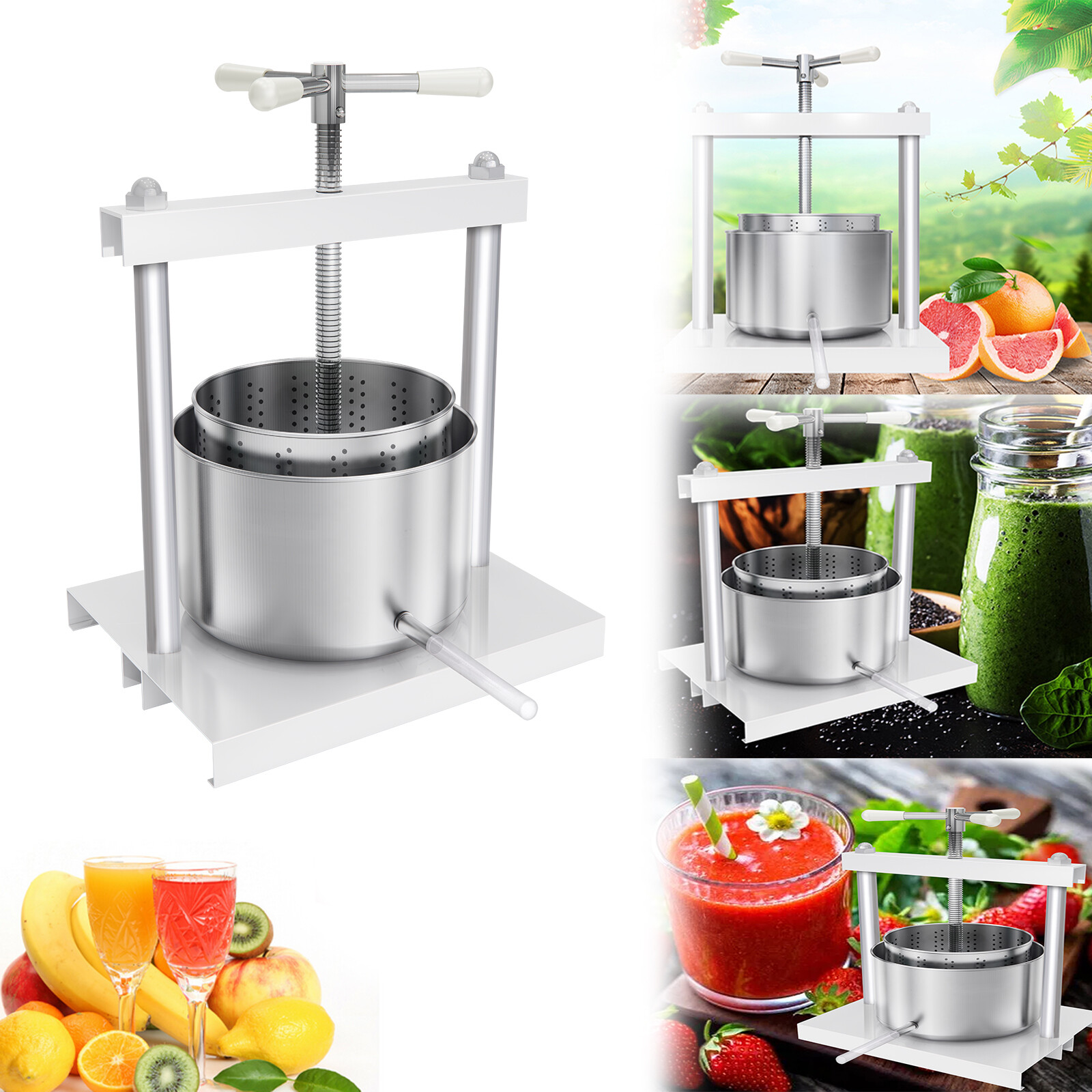 Edelstahl Weinpresse Obstpresse 5L Beerenpresse Apfelpresse Saftpresse Obstmühle