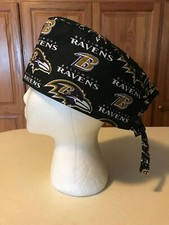 Scrub or Chef Hat Men's Baltimore Ravens Cotton Fabric Set 8 Medical Nursing