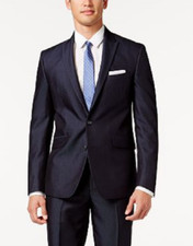 Kenneth Cole Reaction Navy Micro-Stripe Slim-Fit Blazer, Size 40L