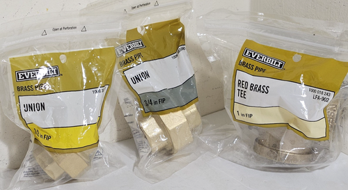 Everbilt Brass Threaded Pipe 3/4" Union, 1/2" Union & 1" Tee
