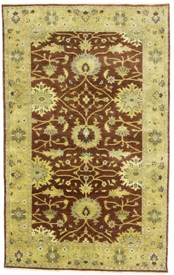 Rust Oushak Chobi Hand-Knotted Wool Rug Floral Design Oriental Carpet 5X8 ft