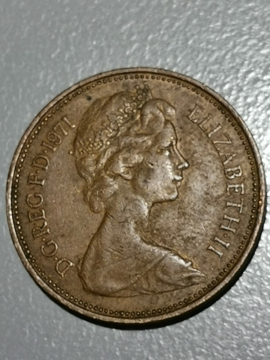 英国コイン 2 New Pence, 1971年 UK COIN Rare 1971 2 New Pence Queen Elizabeth II Circulated