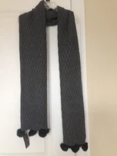 NWT ALASHAN LUXE CASHMERE 100% Cashmere Scarf With Pompoms Detail  70"