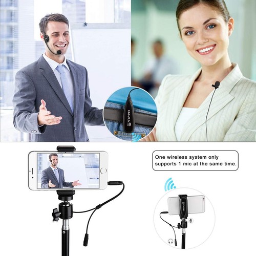 KIMAFUN Sistema di Microfoni Wireless Lapel, Microfono Wireless 2.4G Archetto e - Foto 3 di 8