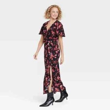 Women's Ruffle Flounce Short Sleeve Maxi Dress - A New Day S