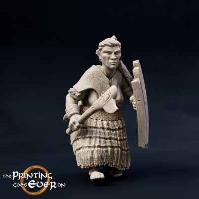 Woodwose Fighter Female Human Warrior Miniature | D&D DnD