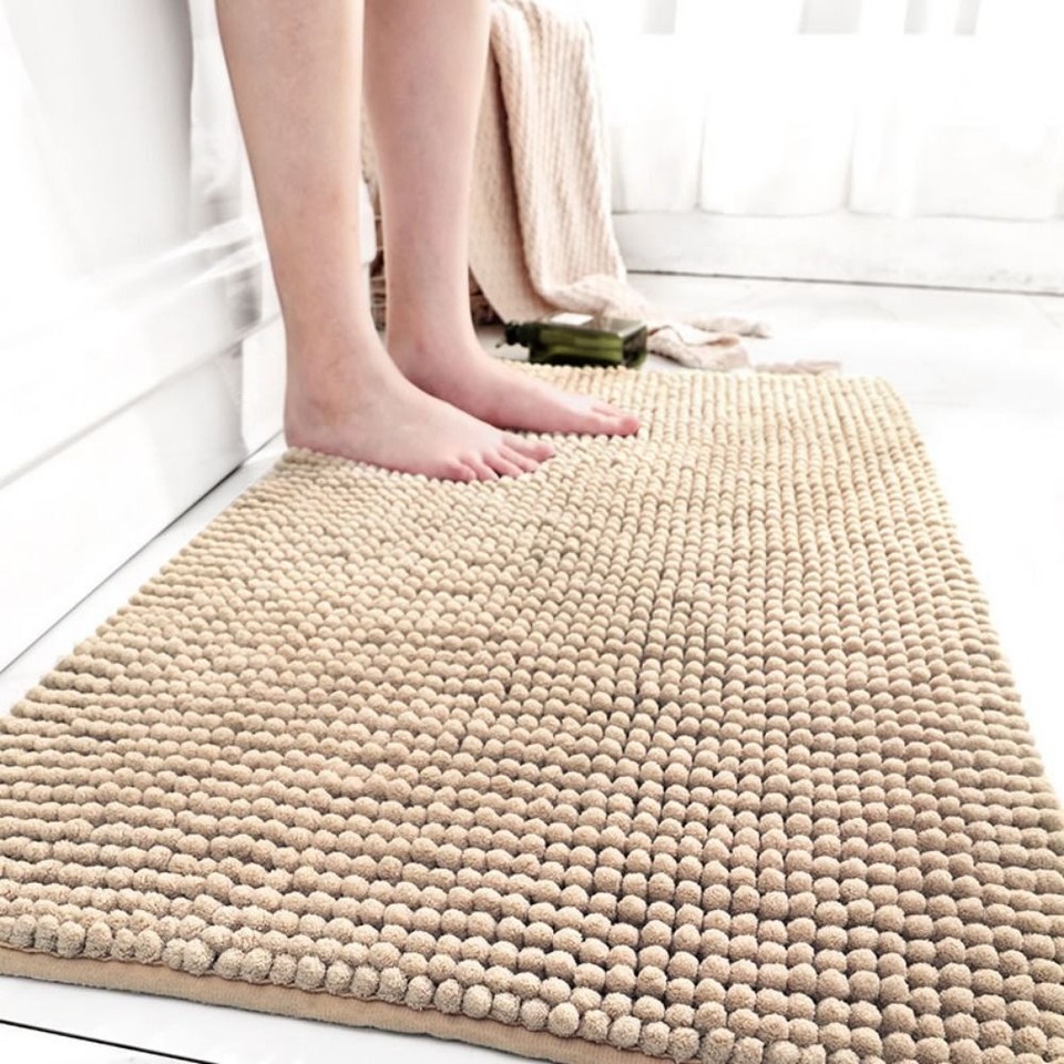 NonSlip Chenille Machine Washable Shower Mat Bathroom Mat Rug Pedestal