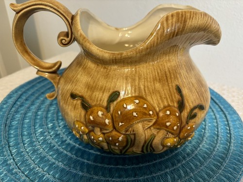 Brocca per funghi con labbro ghiaccio Arnels vintage 1977 retrò ceramica beige marrone - Foto 2 di 11