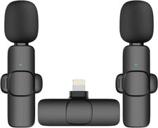 Moman Wireless Lavalier Microphone Clip on for Video Recording for Lightning