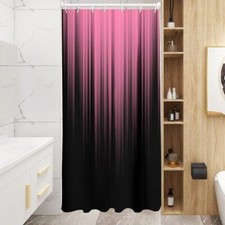Pink and Black Shower Curtain Ombre Abstract Girls Cute Preppy Stall Small Si...