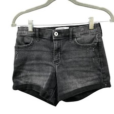 Abercrombie Kids Mid Rise Midi Short Girls Size 15/16 Black Denim Jean Short