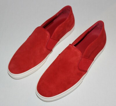 Vince Fenton Jasper Red Suade Mens Slip Ons Free vacuum and shoes for women in Fenton main image 4