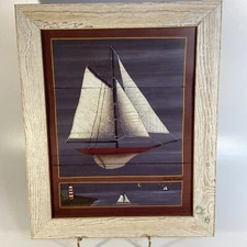 Yacht Sail Boat Print Art By Susan Clickner Framed 6 Pond Yacht 2  14 x 17