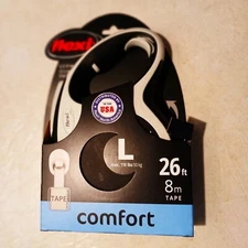 Flexi New Comfort BLACK Tape Leash 26 ft L Dogs Up To 110 lbs. UPC: 840317106480