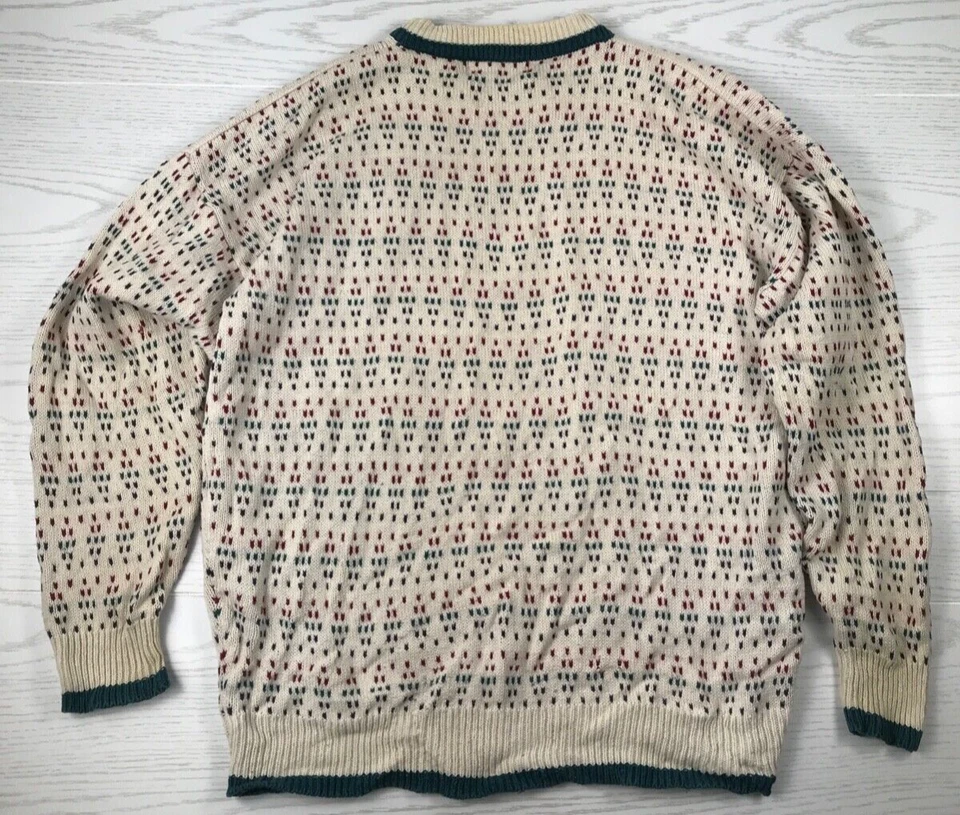 Suéter de Navidad American Eagle vintage para hombre M rojo verde blanco algodón Ramie Foto 2 de 4
