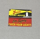 VINTAGE GUIDE LIGHTHOUSE PORCELAIN SIGN CAR GAS OIL TRUCK