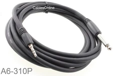 10ft Premium 3.5mm Stereo TRS Male to 1/4" Mono TS Male Audio Cable, A6-310P