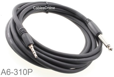 10ft Premium 3.5mm Stereo TRS Male to 1/4'' Mono TS Male Audio Cable, A6-310P