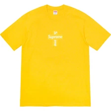 NEW Supreme CROSS BOX LOGO TEE Yellow T Shirt FW20 2020 Size L Large