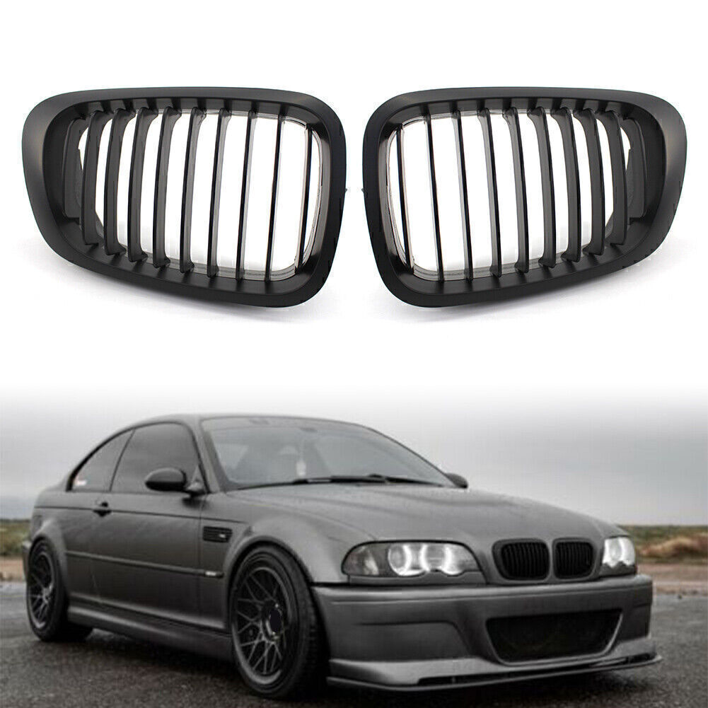Front Kidney Bumper Grille Fit BMW 3-Series E46 Coupe 1999-2003 Pre-facelift Car