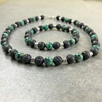 Schmuck Halskette Armband Natursteine Türkis aus Afrika Lava Tibet
