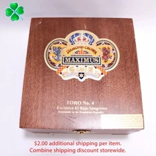 Diamond Crown Maximus Toro No. 4 Empty Wood Cigar Box 7" x 6.5" x 3.5"