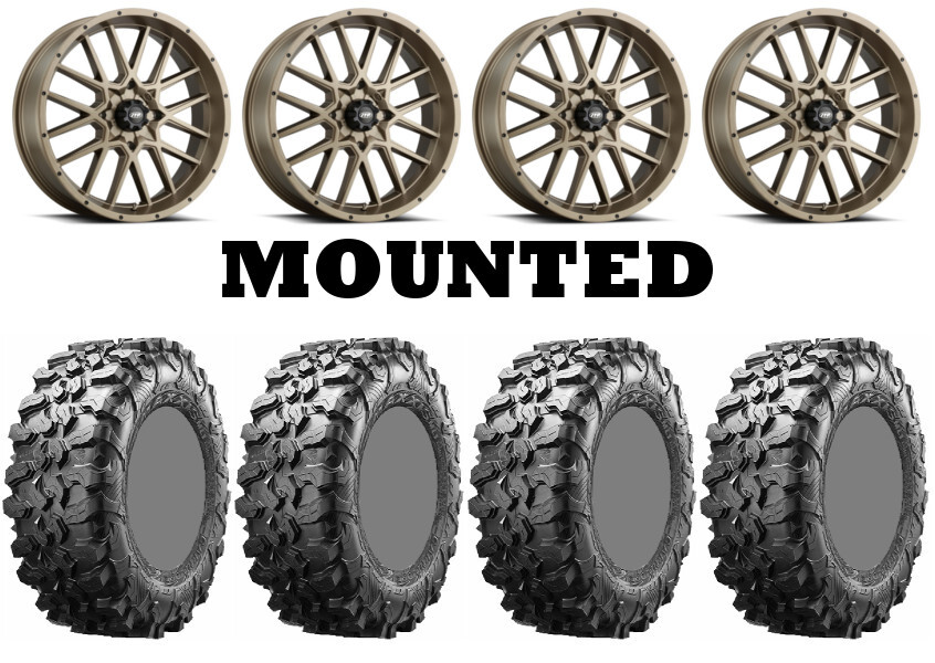 Kit 4 Maxxis Carnivore Tires 28x10-14 on ITP Hurricane Bronze