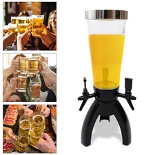 3L/0.8Gal ABS& AS Black Beverage Dispenser Drink Tower With 3 Taps& Freeze Tube