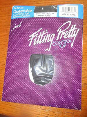 Hanes Fitting Pretty Control Top PantyHose Full Figure  Queen Size 1X Black