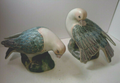 2 1950s Vintage Ceramic Porcelain Dove Pigeon Bird Pastel 6'' WBI China Painted