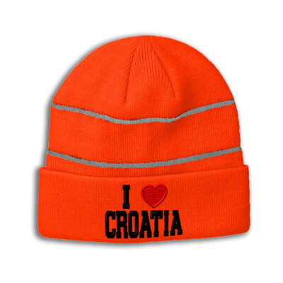 Reflective Beanie for Men & Women I Love Croatia I Love Acrylic 1 Size