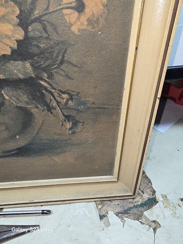 Portrait 1940 ORIGINAL Print Flowersvase & Bird/Douglas Fir Frame - Picture 9 of 19