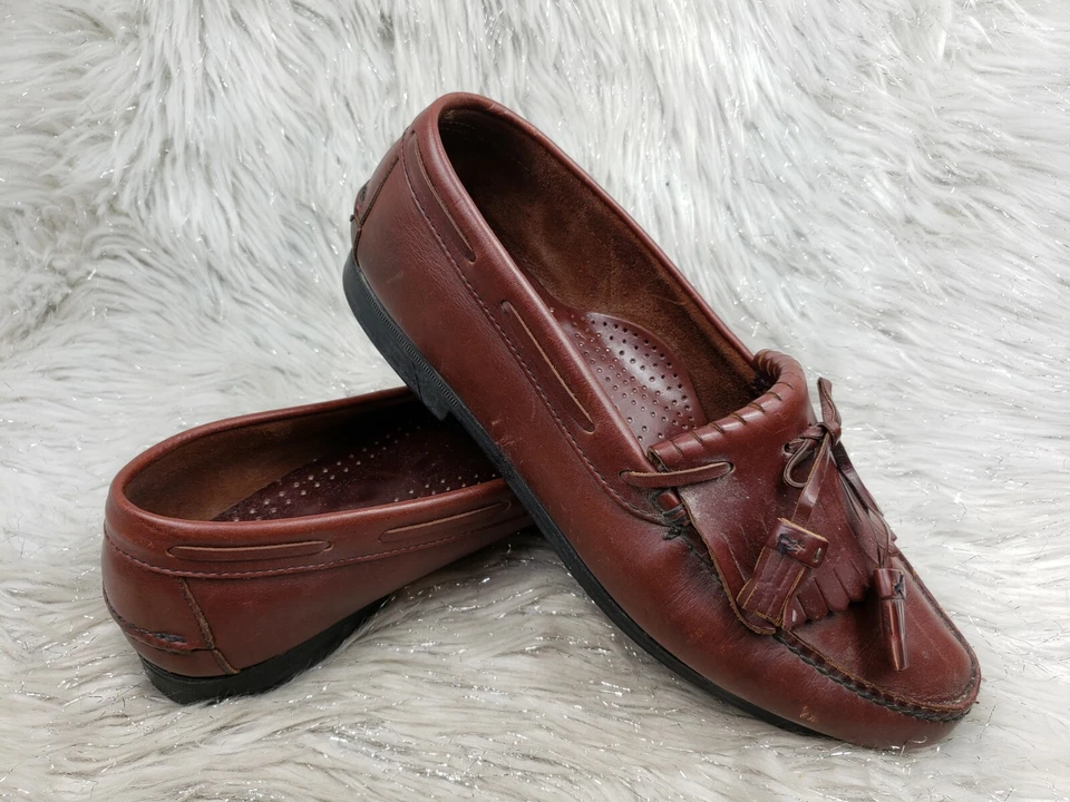 Zapatos informales DEXTER de cuero rojo con borlas Kiltie talla 10,5 M Foto 2 de 4