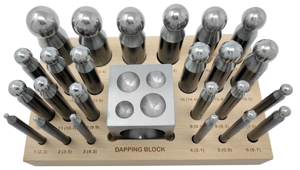 26 Piece Dapping Doming Punch Block Set 2.3 mm to 25 mm Jewelry Making ...