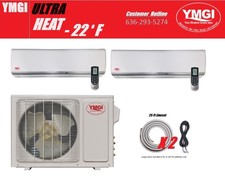 Ymgi 18000 Btu (9k+9k) Two Zone Ductless Mini Split Air Conditioner Heat Pump Ak